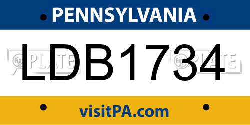 LDB1734 Pennsylvania License Plate
