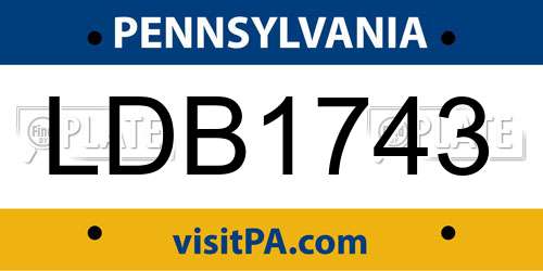 LDB1743 Pennsylvania License Plate
