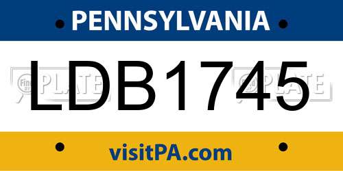 LDB1745 Pennsylvania License Plate