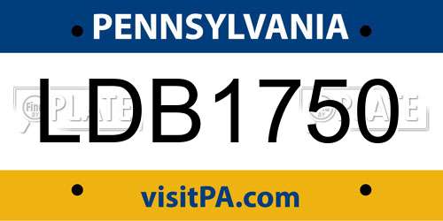 LDB1750 Pennsylvania License Plate