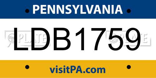 LDB1759 Pennsylvania License Plate