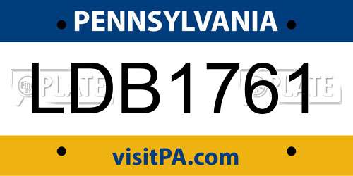 LDB1761 Pennsylvania License Plate
