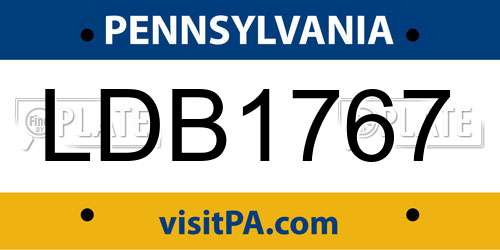 LDB1767 Pennsylvania License Plate