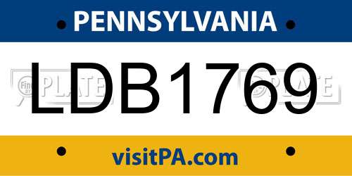 LDB1769 Pennsylvania License Plate