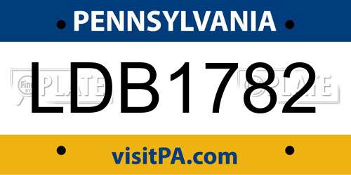 LDB1782 Pennsylvania License Plate