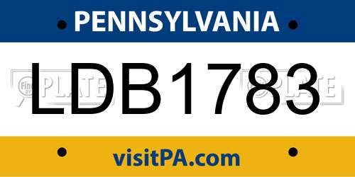 LDB1783 Pennsylvania License Plate