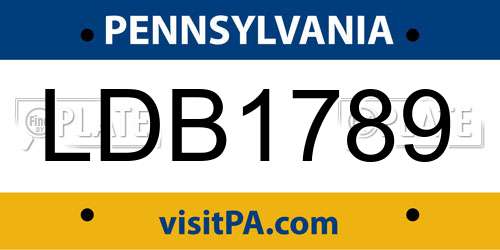 LDB1789 Pennsylvania License Plate