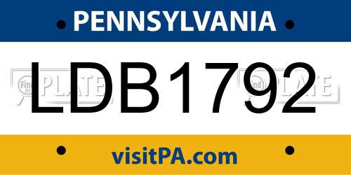 LDB1792 Pennsylvania License Plate