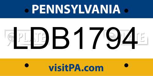 LDB1794 Pennsylvania License Plate