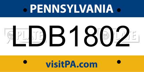 LDB1802 Pennsylvania License Plate