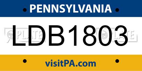 LDB1803 Pennsylvania License Plate