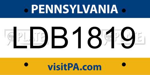 LDB1819 Pennsylvania License Plate