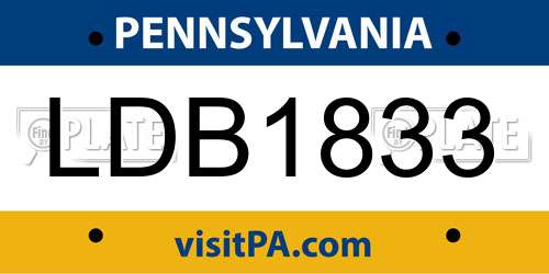 LDB1833 Pennsylvania License Plate