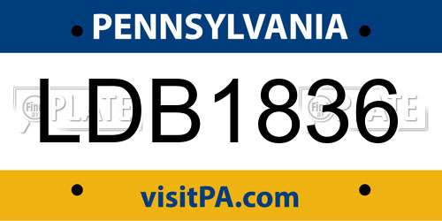 LDB1836 Pennsylvania License Plate