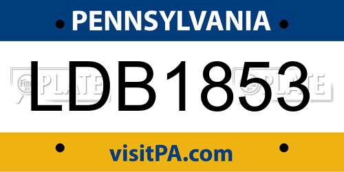LDB1853 Pennsylvania License Plate