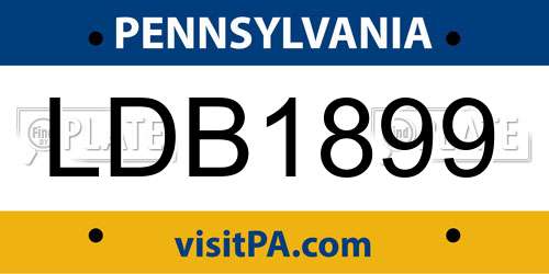 LDB1899 Pennsylvania License Plate