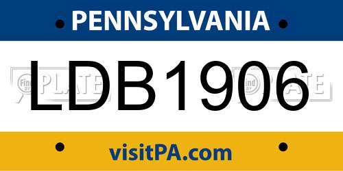 LDB1906 Pennsylvania License Plate