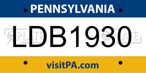 LDB1930 Pennsylvania License Plate