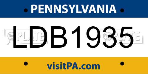 LDB1935 Pennsylvania License Plate