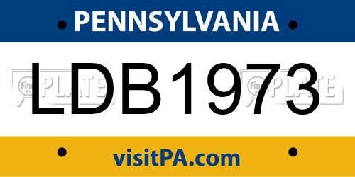 LDB1973 Pennsylvania License Plate