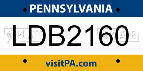 LDB2160 Pennsylvania License Plate