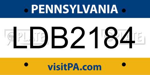 LDB2184 Pennsylvania License Plate