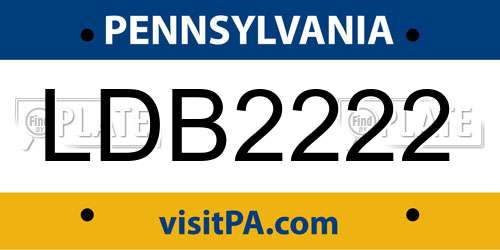 LDB2222 Pennsylvania License Plate