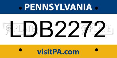 LDB2272 Pennsylvania License Plate