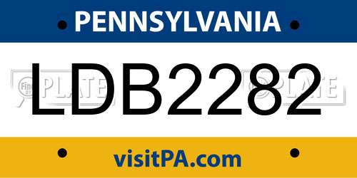 LDB2282 Pennsylvania License Plate