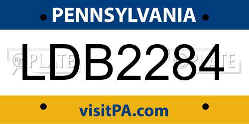 LDB2284 Pennsylvania License Plate