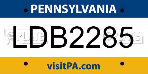 LDB2285 Pennsylvania License Plate