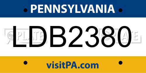 LDB2380 Pennsylvania License Plate