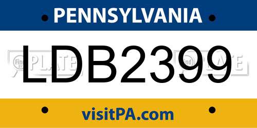 LDB2399 Pennsylvania License Plate