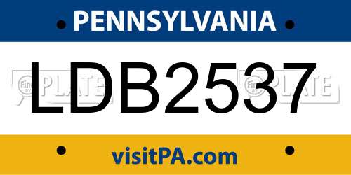LDB2537 Pennsylvania License Plate