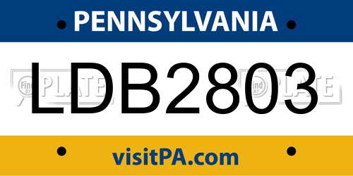 LDB2803 Pennsylvania License Plate