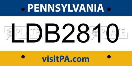 LDB2810 Pennsylvania License Plate