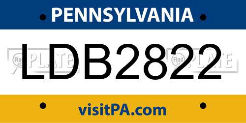 LDB2822 Pennsylvania License Plate