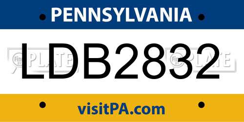 LDB2832 Pennsylvania License Plate
