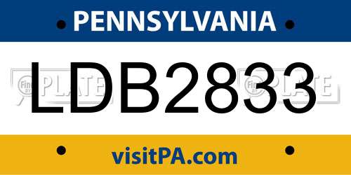 LDB2833 Pennsylvania License Plate
