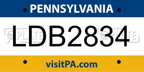 LDB2834 Pennsylvania License Plate