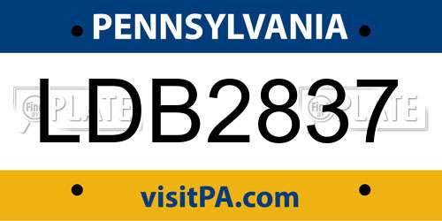 LDB2837 Pennsylvania License Plate