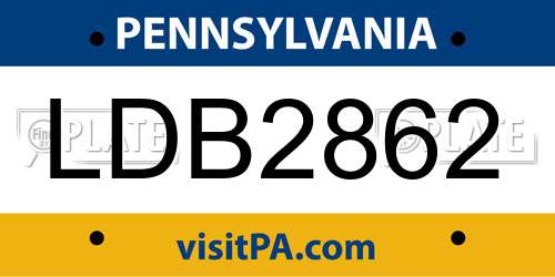 LDB2862 Pennsylvania License Plate