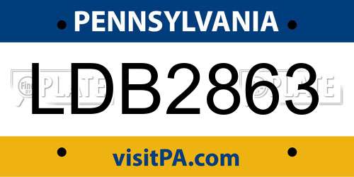 LDB2863 Pennsylvania License Plate