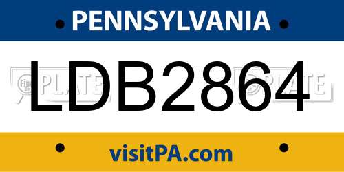 LDB2864 Pennsylvania License Plate