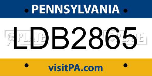 LDB2865 Pennsylvania License Plate