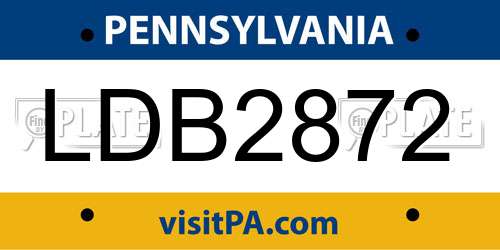 LDB2872 Pennsylvania License Plate