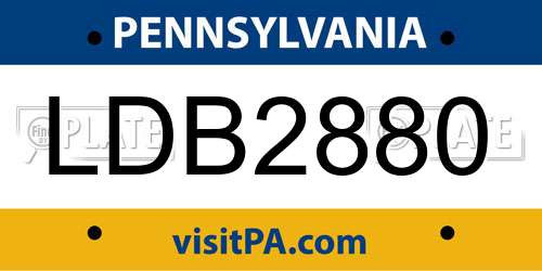 LDB2880 Pennsylvania License Plate