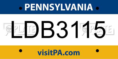 LDB3115 Pennsylvania License Plate