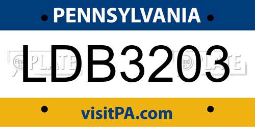 LDB3203 Pennsylvania License Plate