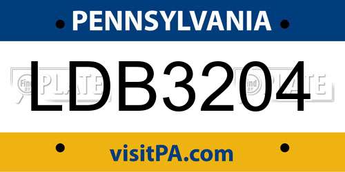 LDB3204 Pennsylvania License Plate